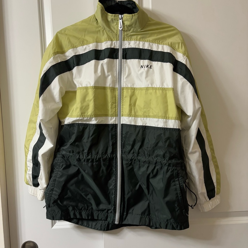 Nike Green Color Block Windbreaker Jacket Women Sz Small (4-6) With Measurements